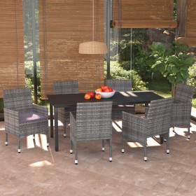 Set comedor jardín 7 pzas y cojines ratán sintético gris de vidaXL, Conjuntos de jardín - Ref: Foro24-3094983, Precio: 599,99...