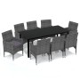 Set de muebles jardín 9 pzas con cojines ratán sintético gris de vidaXL, Conjuntos de jardín - Ref: Foro24-3094984, Precio: 7...