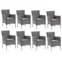 Set de muebles jardín 9 pzas con cojines ratán sintético gris de vidaXL, Conjuntos de jardín - Ref: Foro24-3094984, Precio: 7...