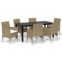 Set comedor de jardín 7 pzas con cojines ratán sintético beige de vidaXL, Conjuntos de jardín - Ref: Foro24-3094989, Precio: ...