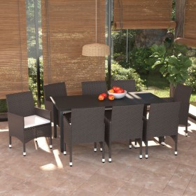 Garden furniture set 9 pieces with brown synthetic rattan cushions by vidaXL, Garden sets - Ref: Foro24-3094996, Price: 776,9...