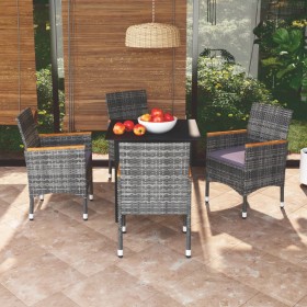 Juego muebles jardín 5 pzas con cojines ratán sintético gris de vidaXL, Conjuntos de jardín - Ref: Foro24-3095004, Precio: 40...