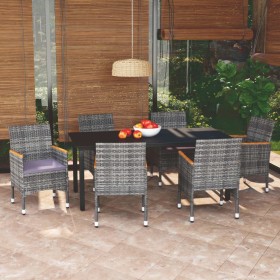 Set de muebles jardín 7 pzas con cojines ratán sintético gris de vidaXL, Conjuntos de jardín - Ref: Foro24-3095007, Precio: 6...