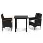 Set de comedor de jardín 3 pzas y cojines ratán sintético negro de vidaXL, Conjuntos de jardín - Ref: Foro24-3094997, Precio:...