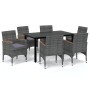 7-piece garden furniture set with gray synthetic rattan cushions by vidaXL, Garden sets - Ref: Foro24-3095006, Price: 548,08 ...