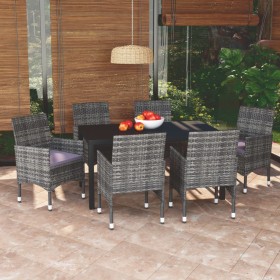 7-piece garden furniture set with gray synthetic rattan cushions by vidaXL, Garden sets - Ref: Foro24-3095024, Price: 581,66 ...