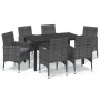 Set de muebles jardín 7 pzas con cojines ratán sintético gris de vidaXL, Conjuntos de jardín - Ref: Foro24-3095024, Precio: 5...