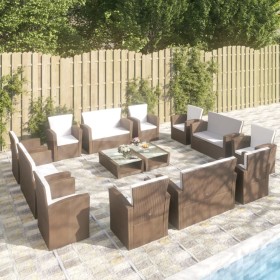 Garden furniture set 16 pieces and brown synthetic rattan cushions by vidaXL, Garden sets - Ref: Foro24-3095944, Price: 1,00 ...