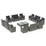 Set de muebles de jardín 16 pzas y cojines ratán sintético gris de vidaXL, Conjuntos de jardín - Ref: Foro24-3095946, Precio:...