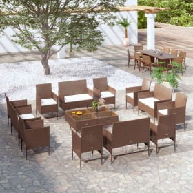 Garden furniture set 16 pieces and brown synthetic rattan cushions by vidaXL, Garden sets - Ref: Foro24-3095958, Price: 858,9...