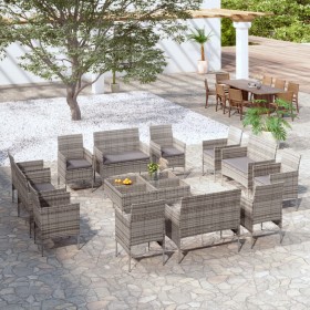 16-piece garden furniture set and gray synthetic rattan cushions by vidaXL, Garden sets - Ref: Foro24-3095960, Price: 896,69 ...