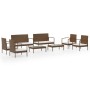 Set muebles de jardín 8 piezas y cojines ratán sintético marrón de vidaXL, Conjuntos de jardín - Ref: Foro24-3095965, Precio:...