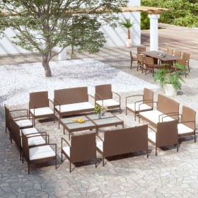 Garden furniture set 16 pieces and brown synthetic rattan cushions by vidaXL, Garden sets - Ref: Foro24-3095966, Price: 965,9...