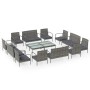 Set de muebles de jardín 16 pzas y cojines ratán sintético gris de vidaXL, Conjuntos de jardín - Ref: Foro24-3095968, Precio:...