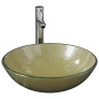 Lavabo grifo tapón pulsador cristal templado esmerilado dorado de vidaXL, Lavabos - Ref: Foro24-3098459, Precio: 97,68 €, Des...