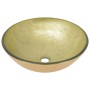 Lavabo grifo tapón pulsador cristal templado esmerilado dorado de vidaXL, Lavabos - Ref: Foro24-3098459, Precio: 97,68 €, Des...