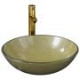 Lavabo grifo tapón pulsador cristal templado esmerilado dorado de vidaXL, Lavabos - Ref: Foro24-3098461, Precio: 107,85 €, De...