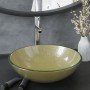 Washbasin with faucet and gold tempered glass push-button stopper by vidaXL, Sinks - Ref: Foro24-3098463, Price: 114,51 €, Di...