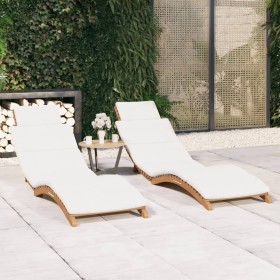 Sun loungers with cushions 2 units solid teak wood by vidaXL, Loungers - Ref: Foro24-3143633, Price: 381,88 €, Discount: %