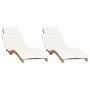 Sun loungers with cushions 2 units solid teak wood by vidaXL, Loungers - Ref: Foro24-3143633, Price: 381,56 €, Discount: %