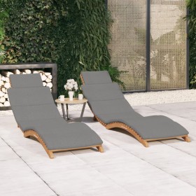 Sonnenliegen mit Kissen 2 Einheiten aus massivem Teakholz von vidaXL, Liegen - Ref: Foro24-3143634, Preis: 407,33 €, Rabatt: %