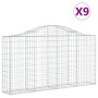 Gabion baskets 9 pcs arch shape iron 200x30x100/120 cm by vidaXL, Pots and planters - Ref: Foro24-3145437, Price: 681,04 €, D...