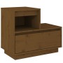 Mesita de noche madera maciza de pino marrón miel 60x34x51 cm de vidaXL, Mesitas de noche - Ref: Foro24-814380, Precio: 58,36...