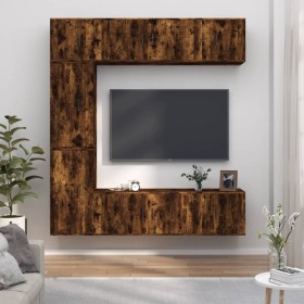 Set de muebles de TV 7 pzas madera contrachapada roble ahumado de vidaXL, Muebles TV - Ref: Foro24-3188651, Precio: 315,99 €,...