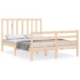 Bed frame with solid wood headboard 140x200 cm by vidaXL, Beds and slatted bases - Ref: Foro24-3193791, Price: 123,17 €, Disc...