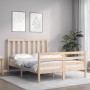 Bed frame with solid wood headboard 140x200 cm by vidaXL, Beds and slatted bases - Ref: Foro24-3193791, Price: 123,17 €, Disc...