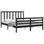 Estructura de cama con cabecero madera maciza negro 160x200 cm de vidaXL, Camas y somieres - Ref: Foro24-3193805, Precio: 155...