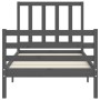 Gray solid wood bed frame with headboard 100x200 cm by vidaXL, Beds and slatted bases - Ref: Foro24-3193848, Price: 102,09 €,...