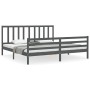 Estructura cama de matrimonio con cabecero madera maciza gris de vidaXL, Camas y somieres - Ref: Foro24-3193873, Precio: 181,...