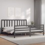 Estructura cama de matrimonio con cabecero madera maciza gris de vidaXL, Camas y somieres - Ref: Foro24-3193873, Precio: 181,...