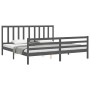 Estructura cama de matrimonio con cabecero madera maciza gris de vidaXL, Camas y somieres - Ref: Foro24-3193873, Precio: 181,...