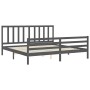 Estructura cama de matrimonio con cabecero madera maciza gris de vidaXL, Camas y somieres - Ref: Foro24-3193873, Precio: 181,...