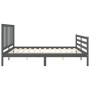 Estructura cama de matrimonio con cabecero madera maciza gris de vidaXL, Camas y somieres - Ref: Foro24-3193873, Precio: 181,...