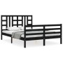 Bed frame with black solid wood headboard 140x200 cm by vidaXL, Beds and slatted bases - Ref: Foro24-3193925, Price: 155,65 €...