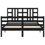 Bed frame with black solid wood headboard 140x200 cm by vidaXL, Beds and slatted bases - Ref: Foro24-3193925, Price: 155,65 €...