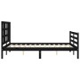 Bed frame with black solid wood headboard 140x200 cm by vidaXL, Beds and slatted bases - Ref: Foro24-3193925, Price: 155,65 €...