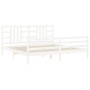 White solid wood bed frame with headboard 200x200 cm by vidaXL, Beds and slatted bases - Ref: Foro24-3193942, Price: 152,36 €...