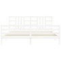 White solid wood bed frame with headboard 200x200 cm by vidaXL, Beds and slatted bases - Ref: Foro24-3193942, Price: 152,36 €...