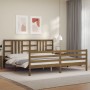 Estructura cama y cabecero madera maciza marrón miel 200x200 cm de vidaXL, Camas y somieres - Ref: Foro24-3193944, Precio: 17...