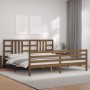 Estructura cama y cabecero madera maciza marrón miel 200x200 cm de vidaXL, Camas y somieres - Ref: Foro24-3193944, Precio: 17...