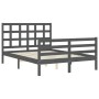 Double bed frame with gray solid wood headboard by vidaXL, Beds and slatted bases - Ref: Foro24-3193958, Price: 153,03 €, Dis...