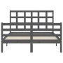 Double bed frame with gray solid wood headboard by vidaXL, Beds and slatted bases - Ref: Foro24-3193958, Price: 153,03 €, Dis...