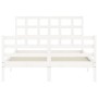 Estructura de cama con cabecero madera maciza blanco 140x200 cm de vidaXL, Camas y somieres - Ref: Foro24-3193987, Precio: 12...