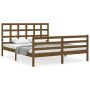 Honey brown wooden bed frame with headboard 160x200 cm by vidaXL, Beds and slatted bases - Ref: Foro24-3193999, Price: 160,00...