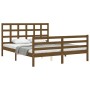 Honey brown wooden bed frame with headboard 160x200 cm by vidaXL, Beds and slatted bases - Ref: Foro24-3193999, Price: 160,00...