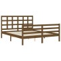 Honey brown wooden bed frame with headboard 160x200 cm by vidaXL, Beds and slatted bases - Ref: Foro24-3193999, Price: 160,00...